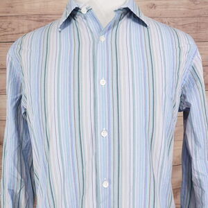 GAP PREMIUM LONG SLEEVE STRIPED BUTTON DOWN SHIRT MENS SIZE L LARGE